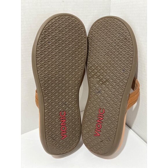 Vionic Tide Aloe Mocha Leather Sandal Flip Flop Women's US size 9 thongs - Picture 5 of 7